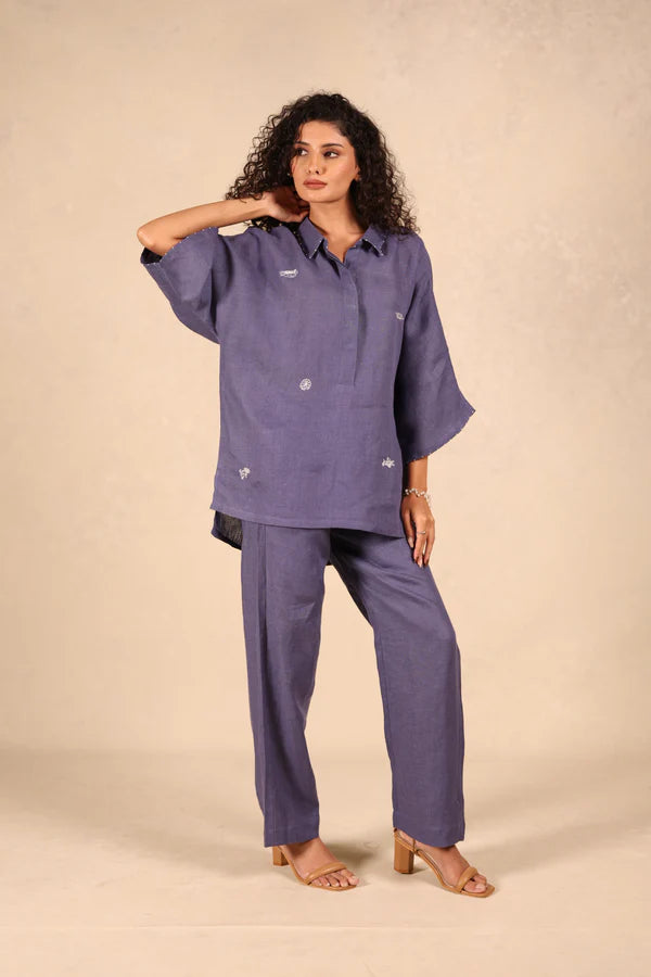 Linen Coord Set - Shirt kurta & Pants