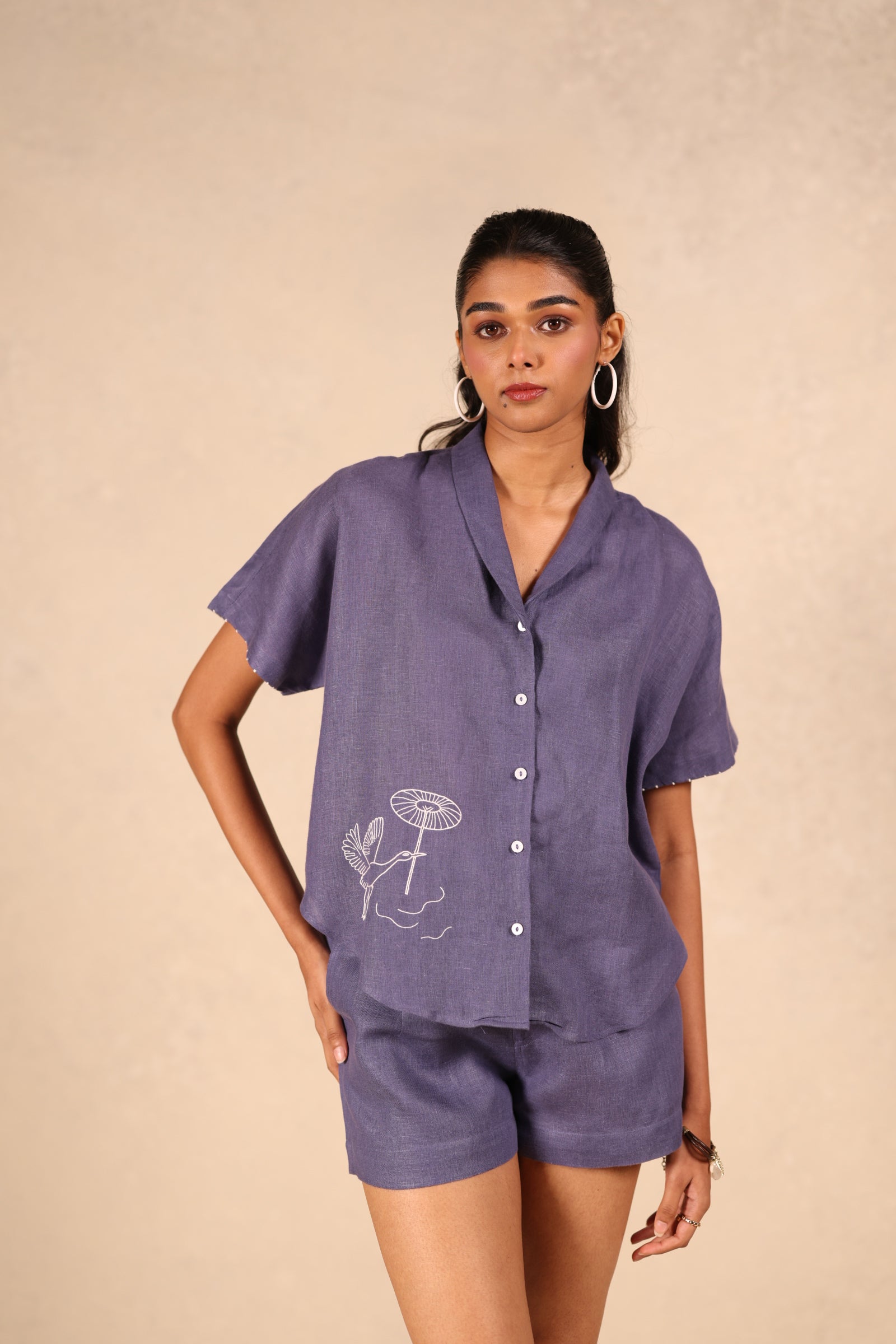 Linen Shawl Collar Shirt