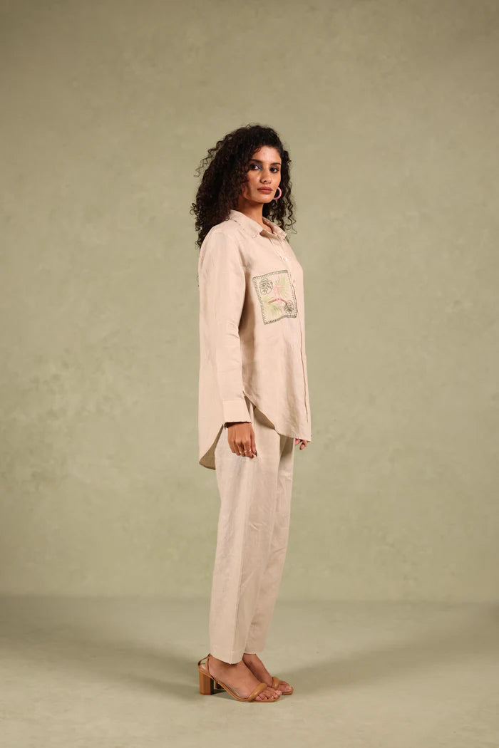 Linen Coord Set - Sandra Shirt With Tuck Pant