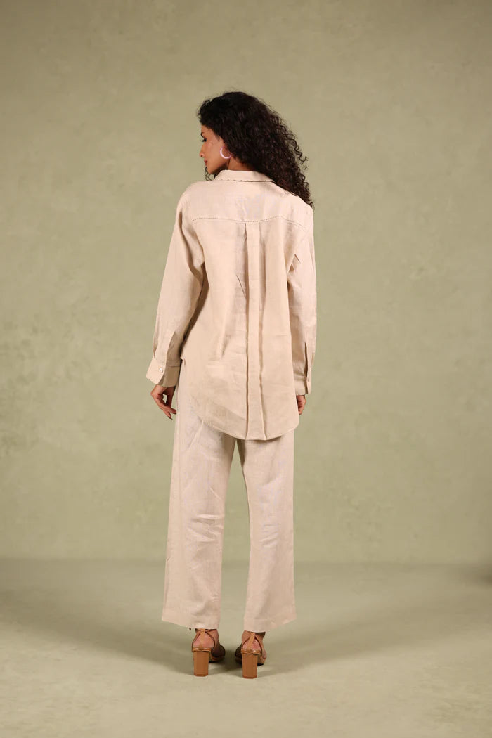 Linen Coord Set - Sandra Shirt With Tuck Pant