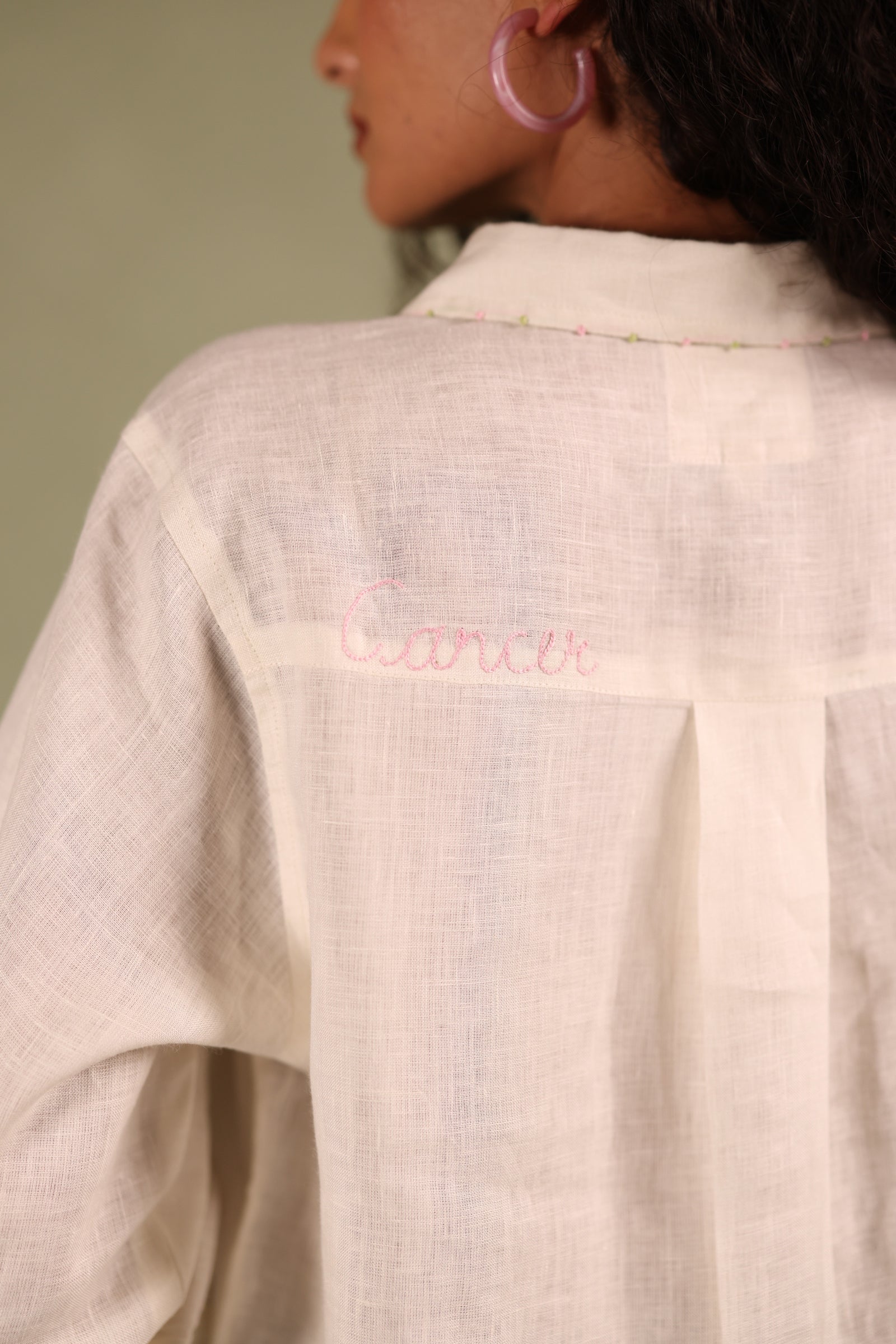 Cancer Pocket Linen Shirt - Off white