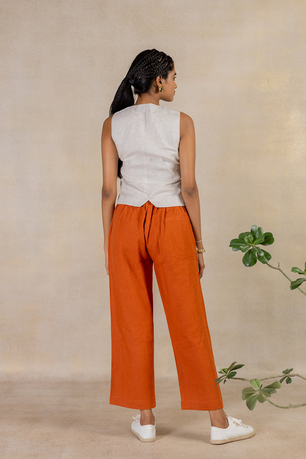 Day 10 - Linen Vest With Welt Pockets - Ecru