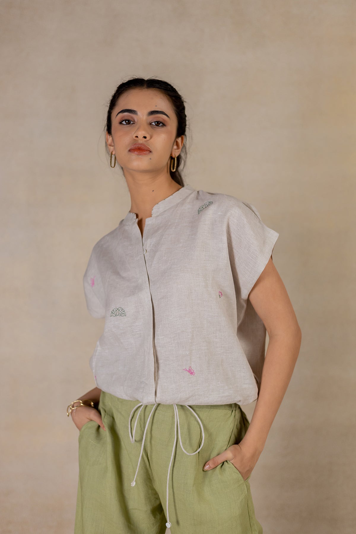 Day 14 - Linen Drawstring Shirt - Ecru