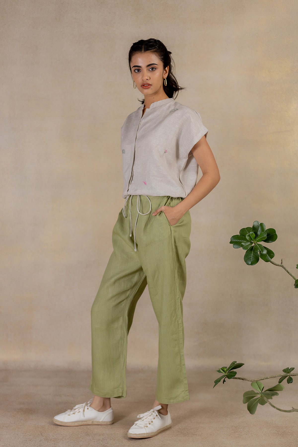 Day 14 - Linen Drawstring Shirt - Ecru
