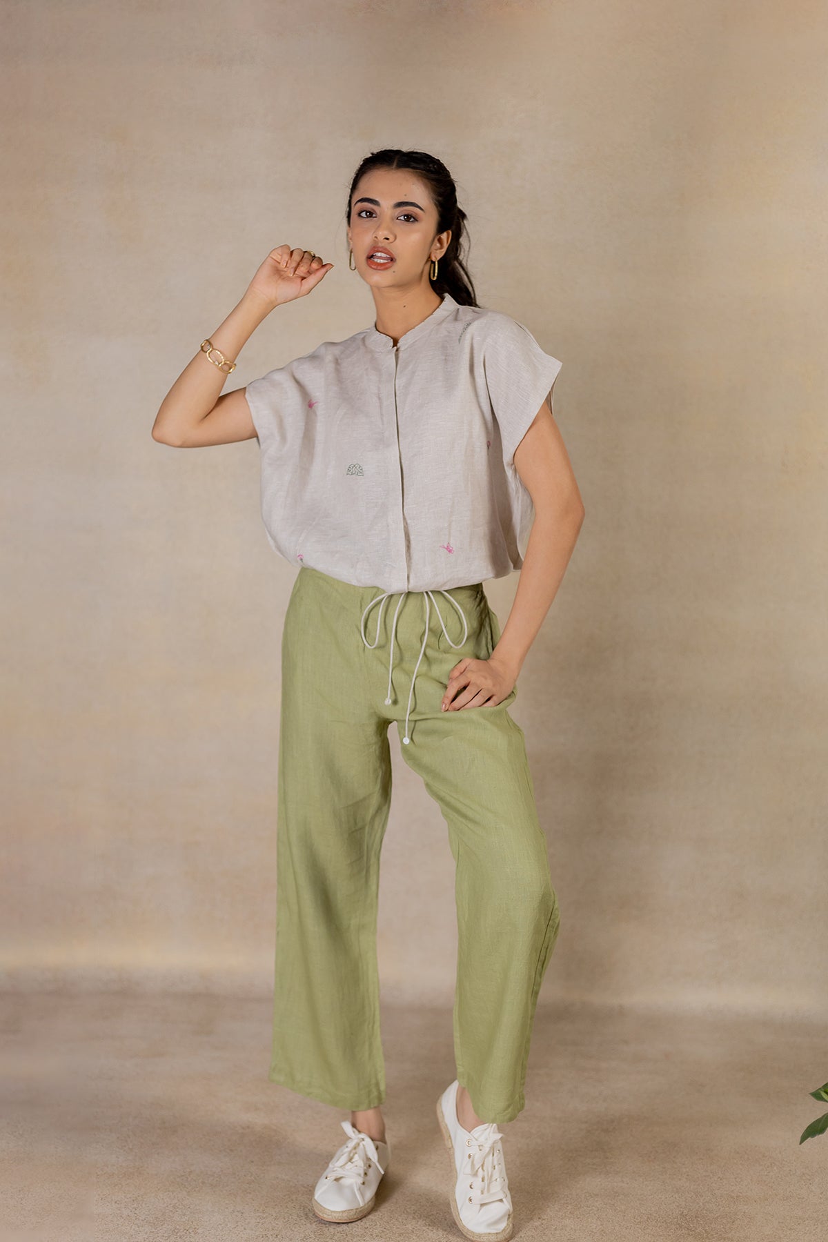 Day 14 - Linen Drawstring Shirt - Ecru