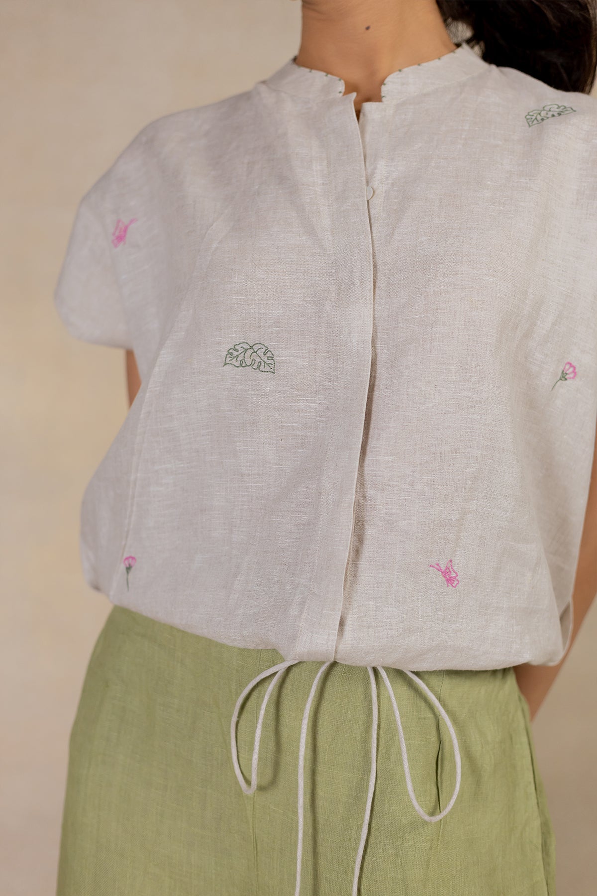 Day 14 - Linen Drawstring Shirt - Ecru