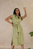 Day 16 - Linen Kimono Sleeve Shirt Dress With Belt - Meadow Green