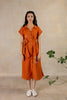 Day 16 - Linen Kimono Sleeve Shirt Dress  With Belt - Tan Rust