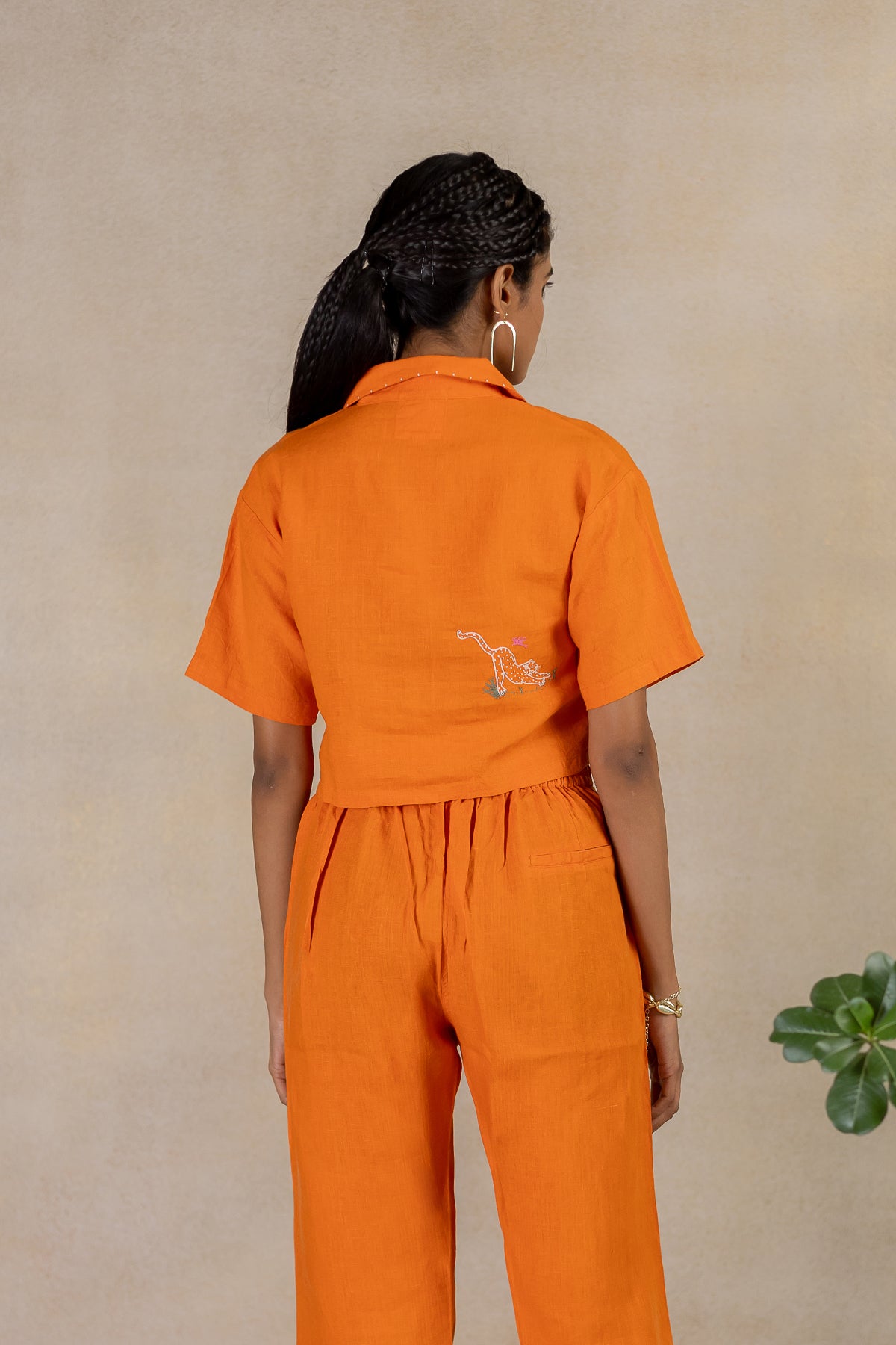 Day 19 - Linen Crop Shirt - Orange Soda