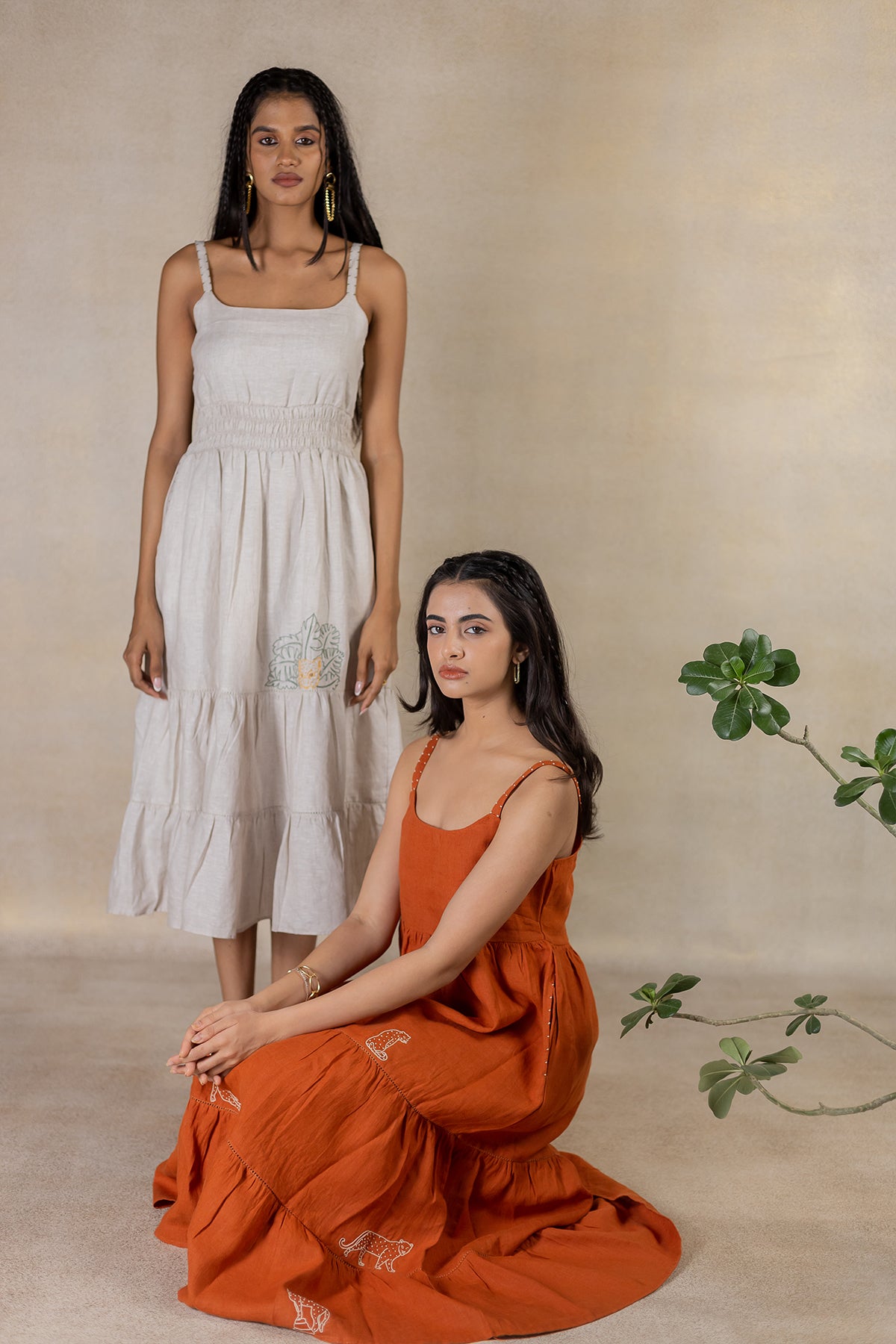 Day 21 - Linen Multi Tier Dress - Tan Rust