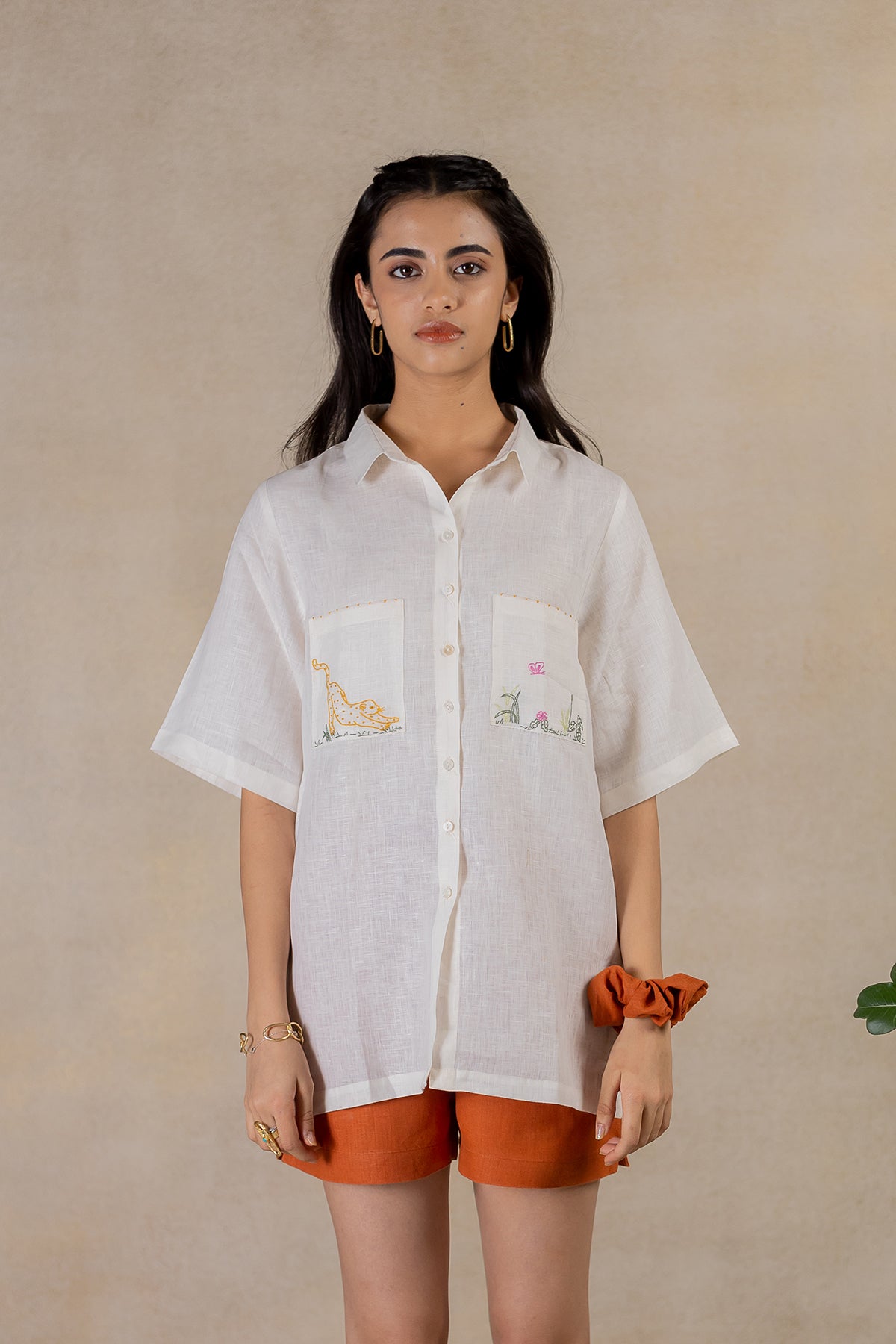 Day 22 - Linen Half Sleeve Shirt - Off White