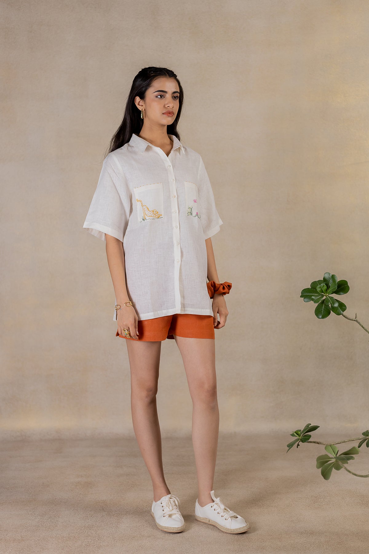 Day 22 - Linen Half Sleeve Shirt - Off White
