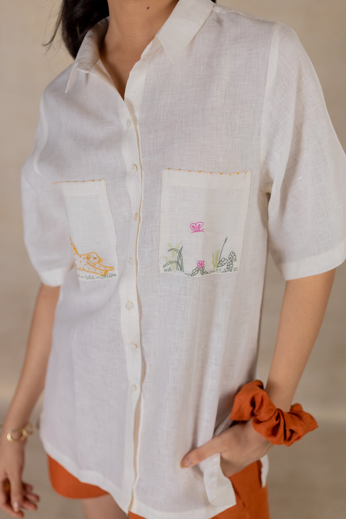 Day 22 - Linen Half Sleeve Shirt - Off White