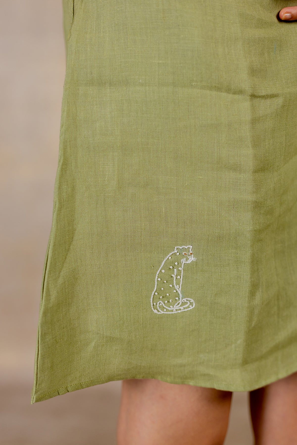 Day 24 - Linen Half Placket Relaxed  Sleeve Dress - Meadow Green