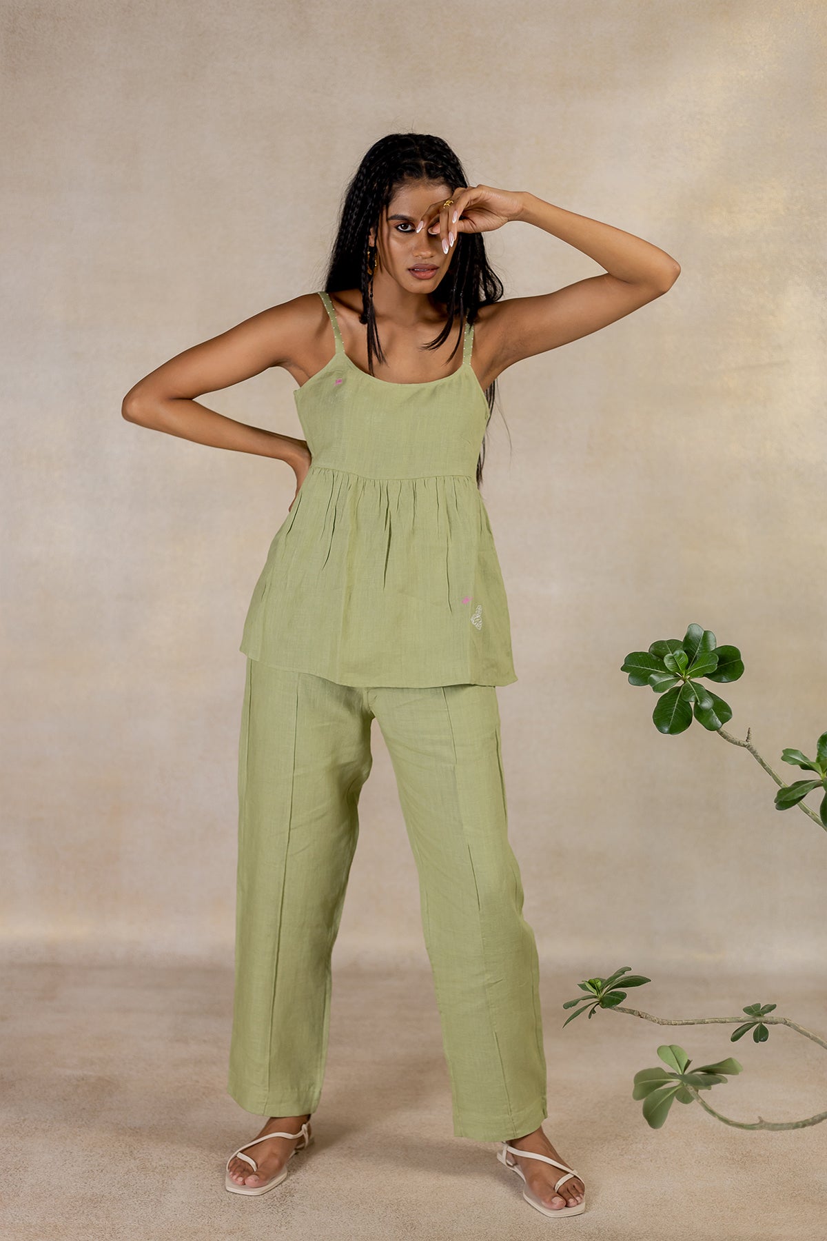 Day 26 - Linen Slip Top With Pocket - Meadow Green