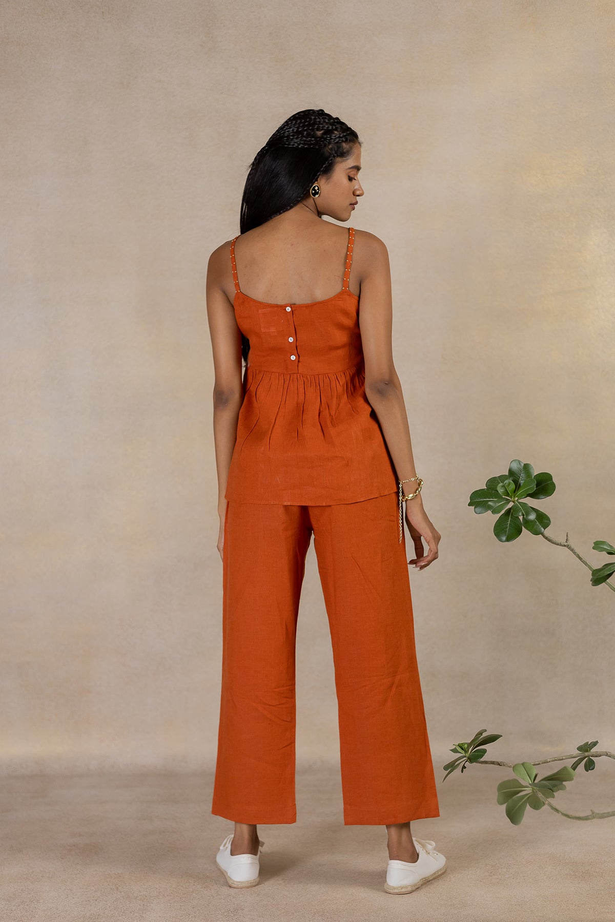 Day 26 - Linen Slip Top With Pocket - Tan Rust