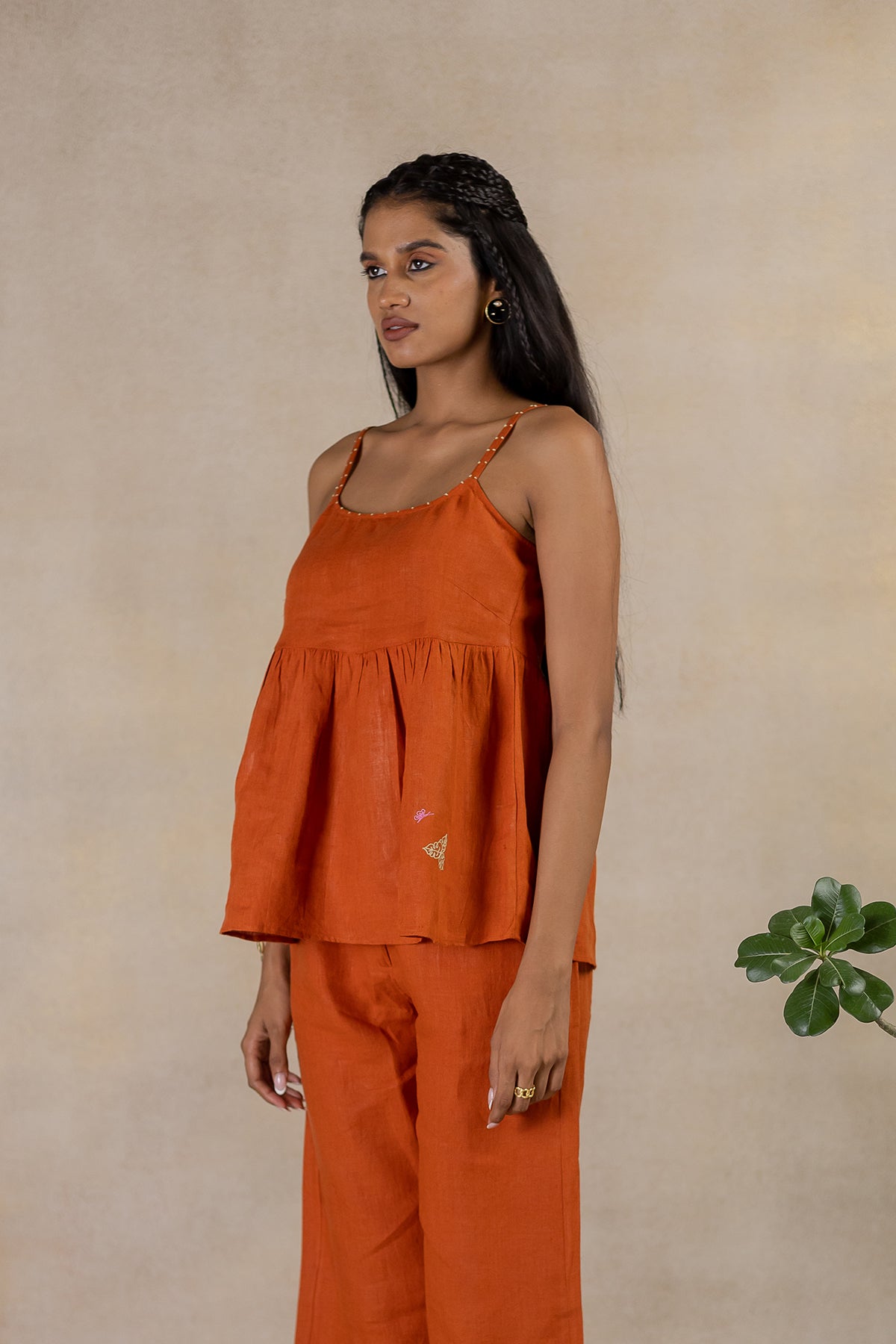 Day 26 - Linen Slip Top With Pocket - Tan Rust