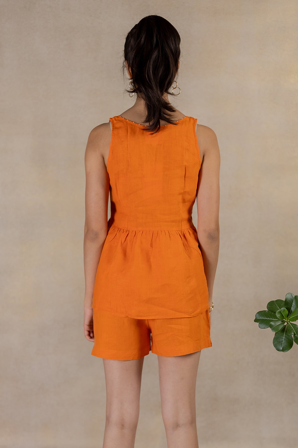 Day 27 - Linen Peplum Top - Orange Soda