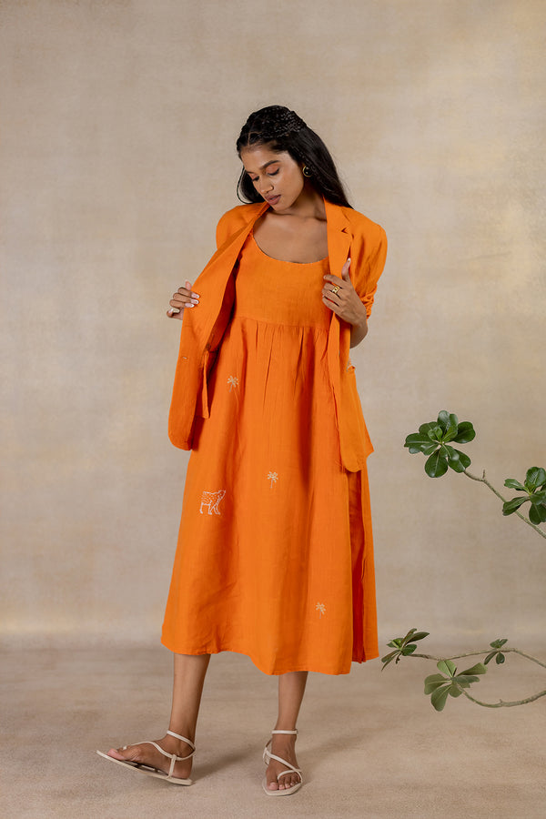Day 3 - Linen Panel Slip Dress - Orange Soda