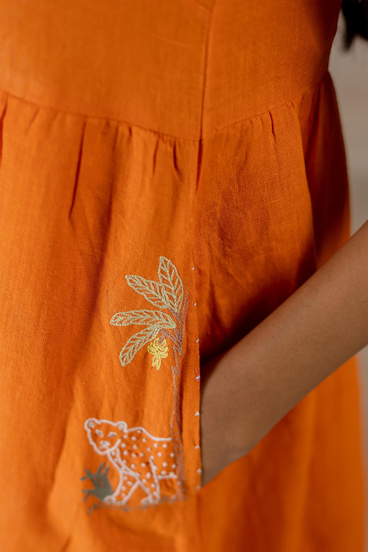 Day 3 - Linen Panel Slip Dress - Orange Soda