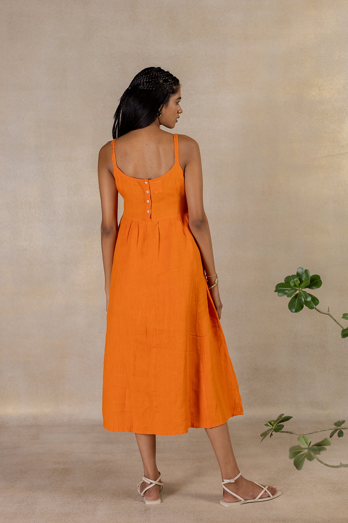 Day 3 - Linen Panel Slip Dress - Orange Soda