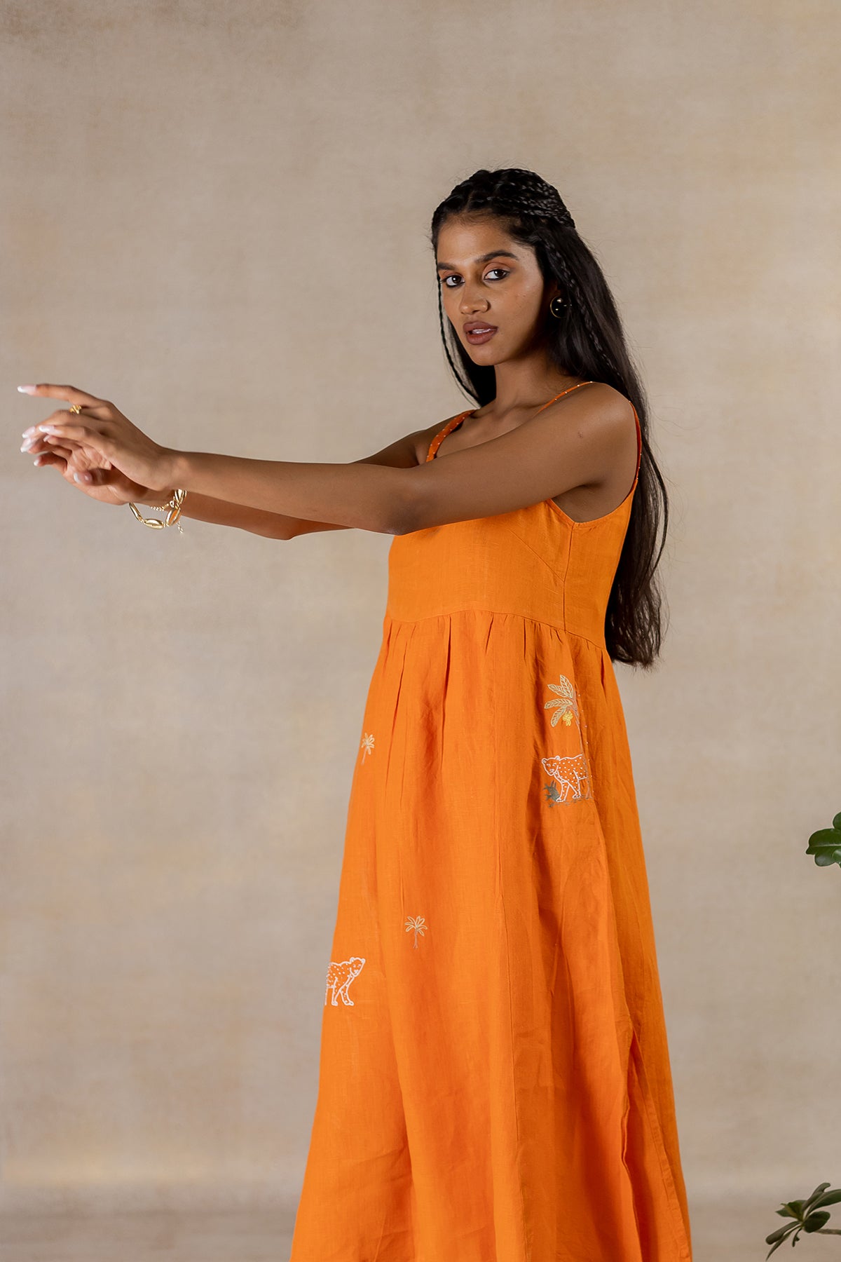 Day 3 - Linen Panel Slip Dress - Orange Soda