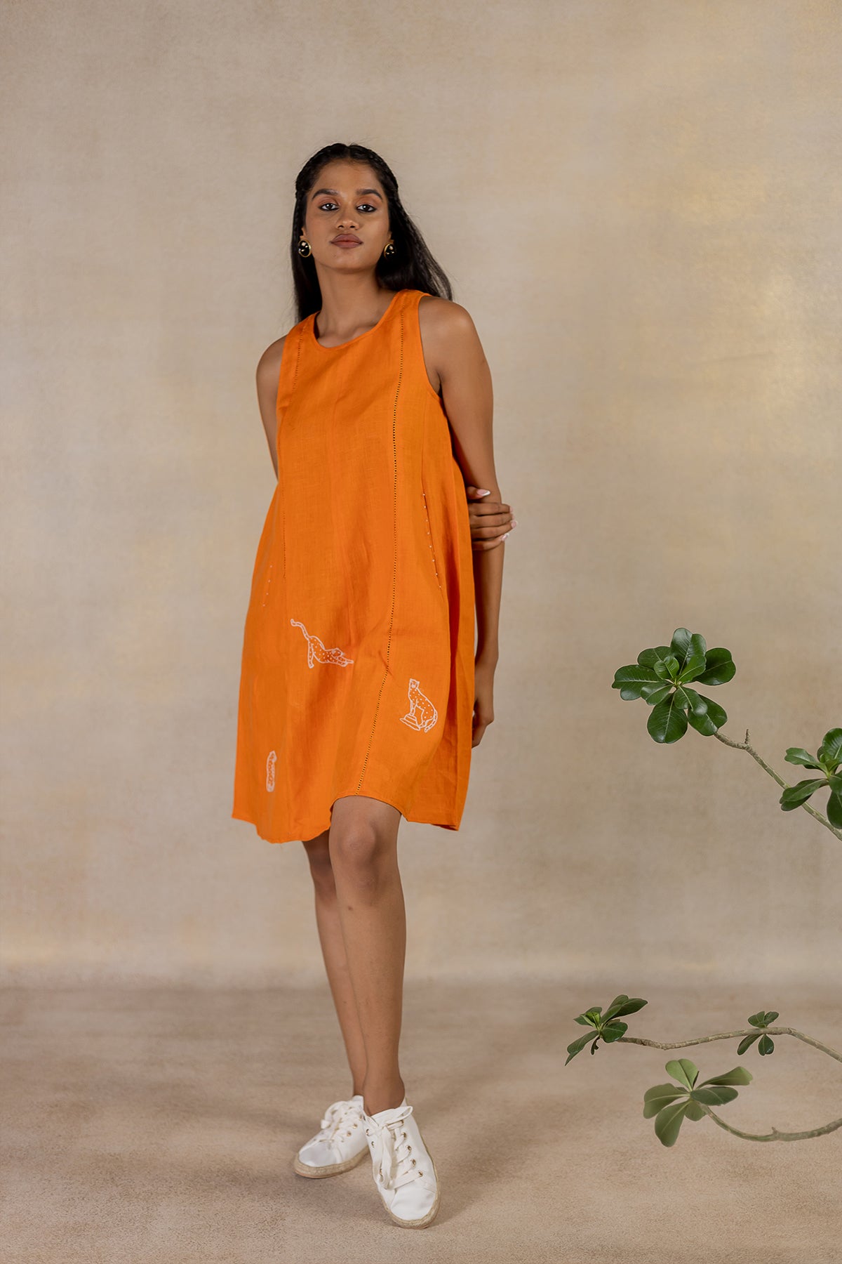 Day 30 - Linen Sleeveless Panel Dress - Orange Soda