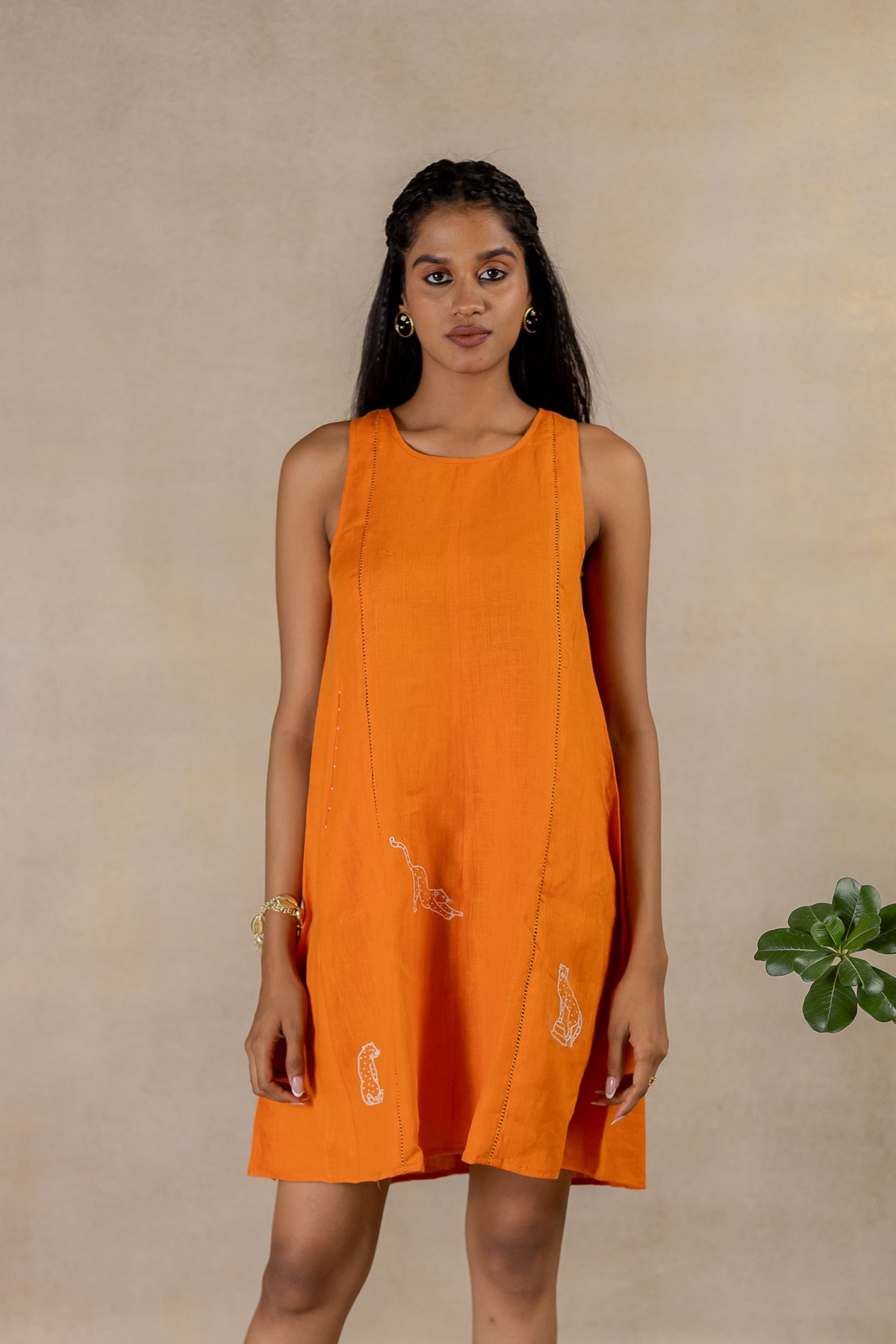 Day 30 - Linen Sleeveless Panel Dress - Orange Soda