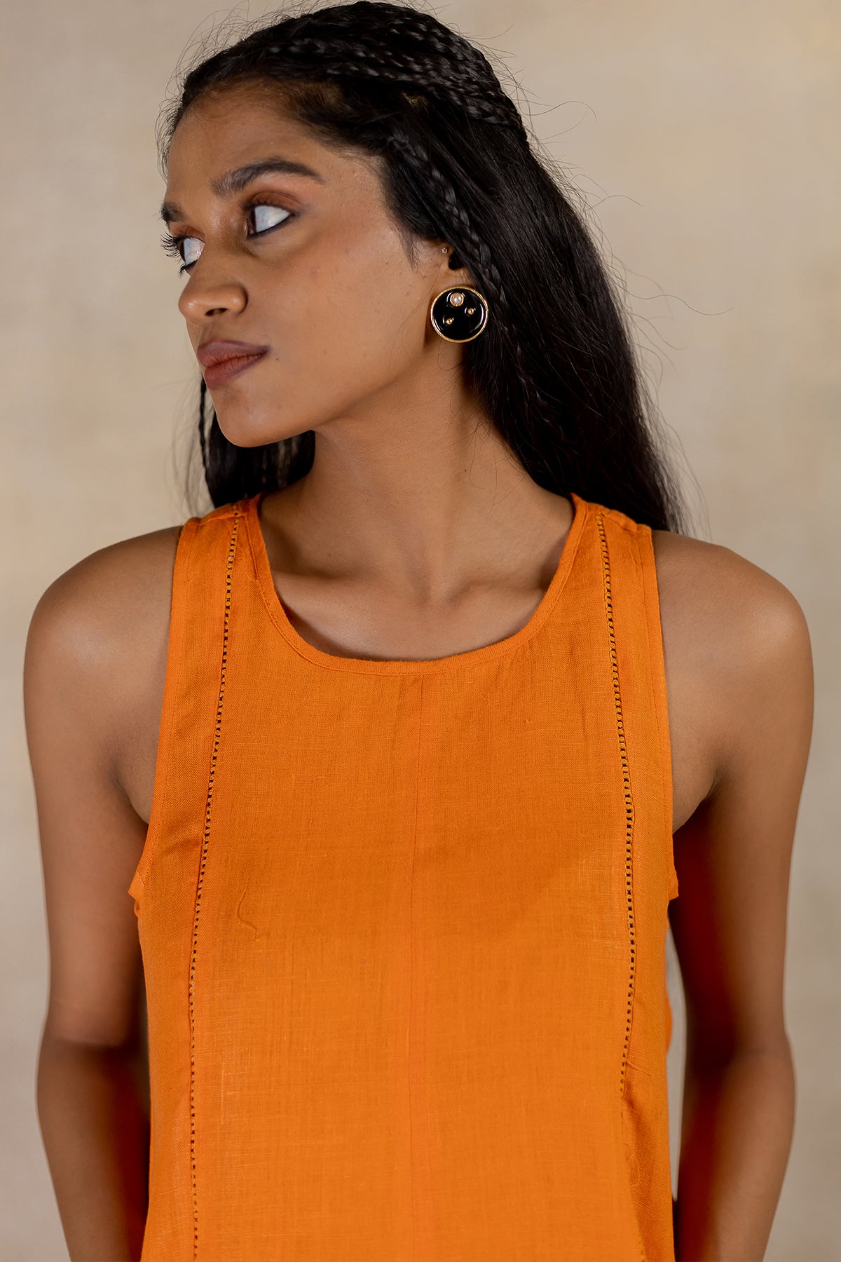 Day 30 - Linen Sleeveless Panel Dress - Orange Soda