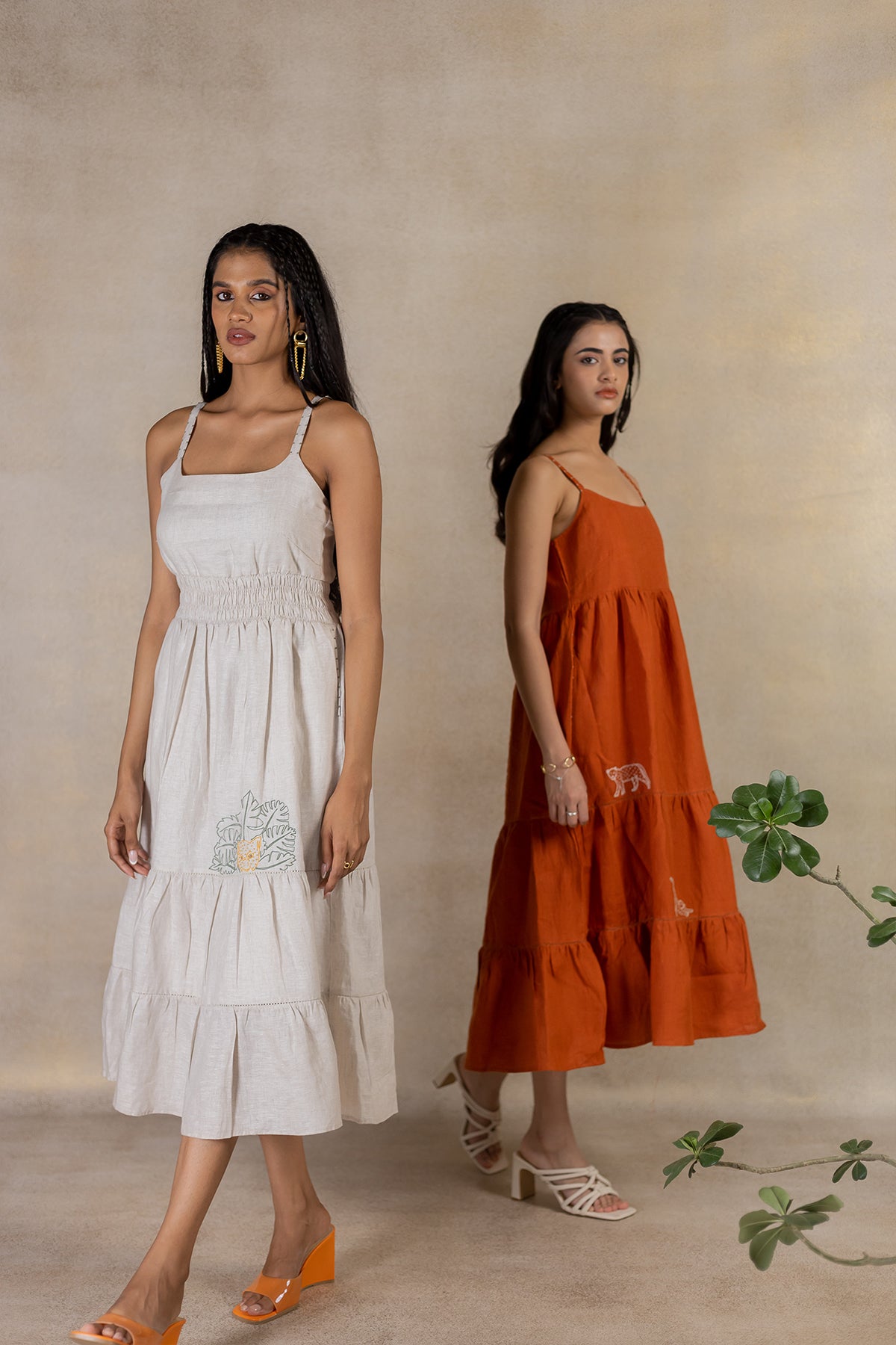 DAY 4 - LINEN BOBBIN ELASTIC WAIST TIER DRESS - Ecru