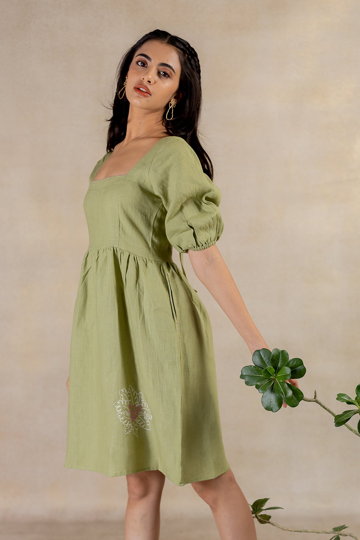 Day 6 - Linen Back Knot  Dress - Meadow Green