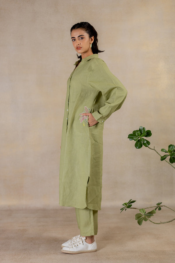 DAY 8 - Linen Shirt dress - Meadow Green