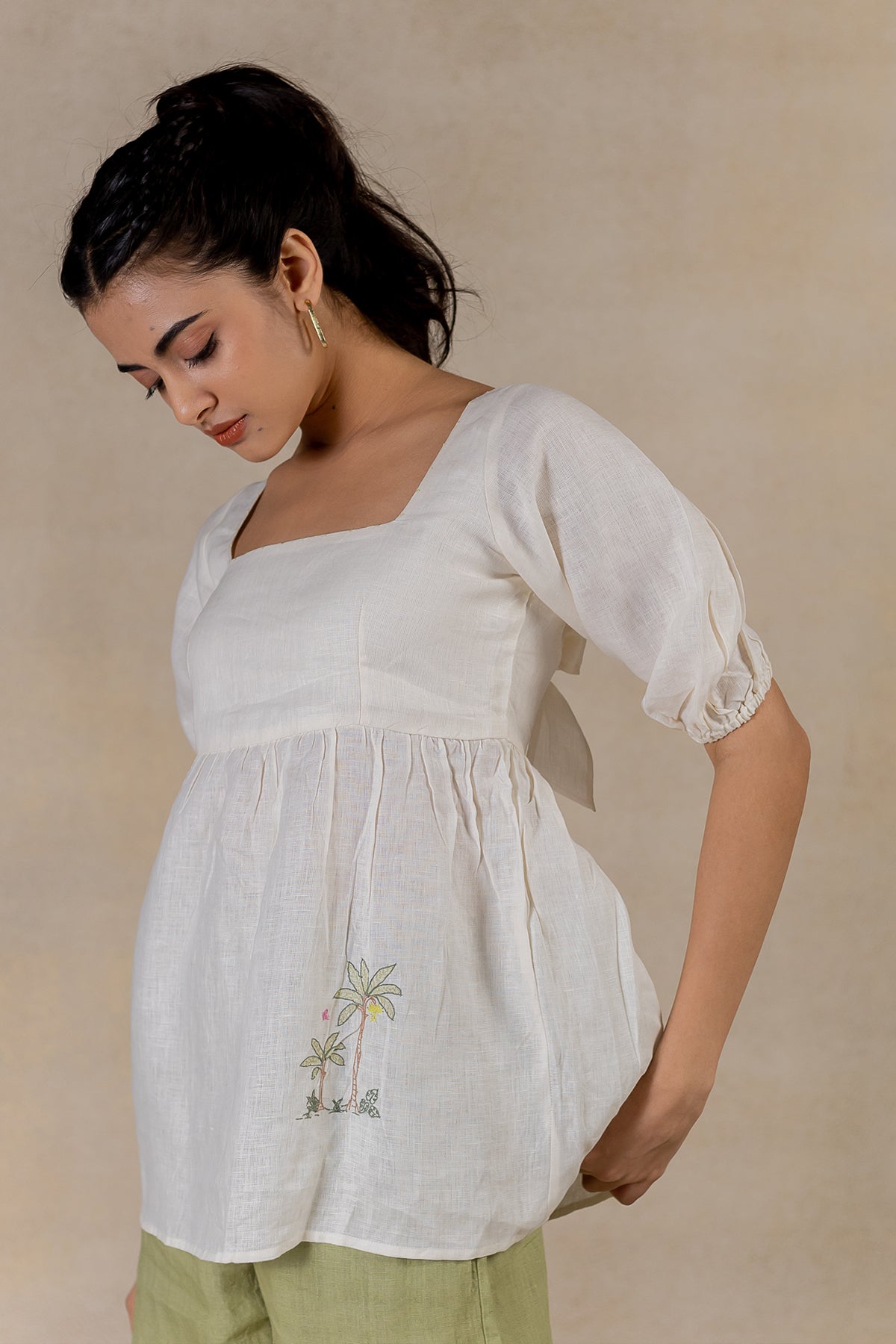Day 9 - Linen Back Knot Top - Off White