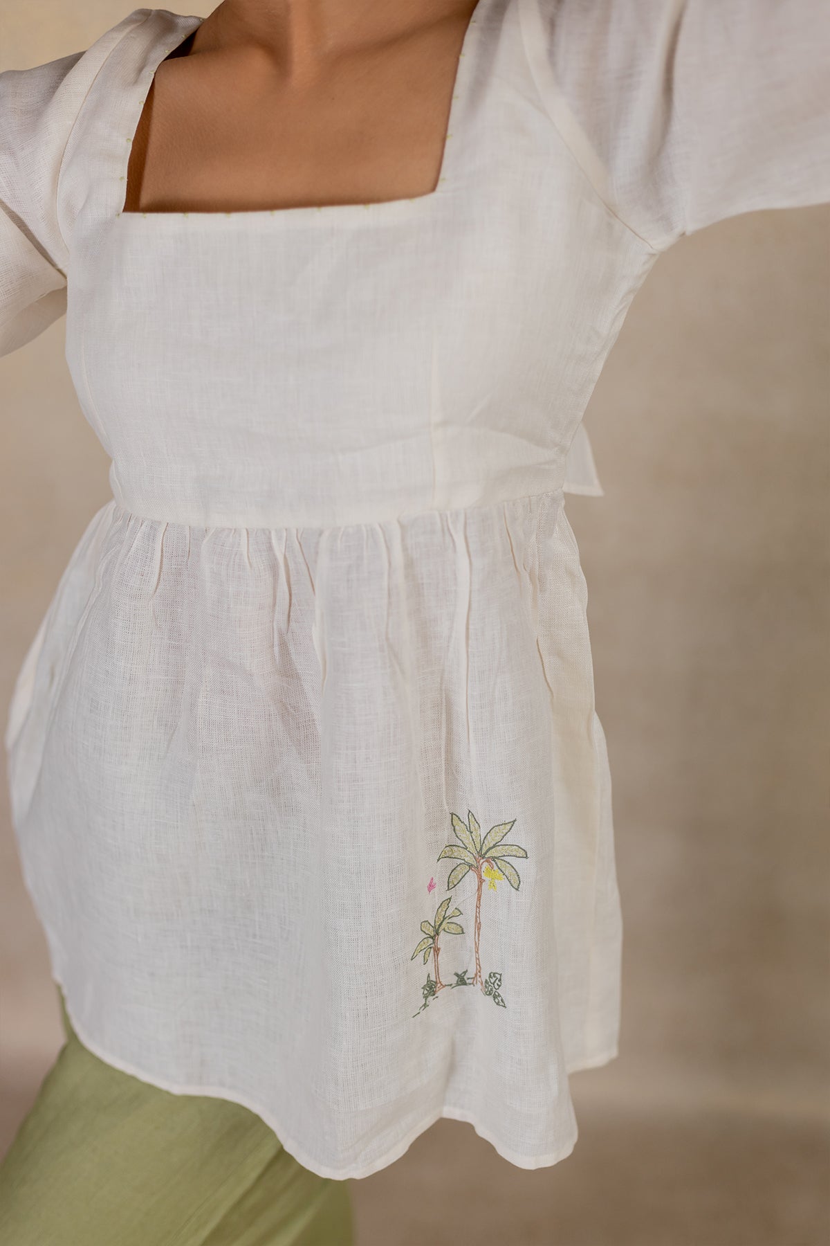 Day 9 - Linen Back Knot Top - Off White