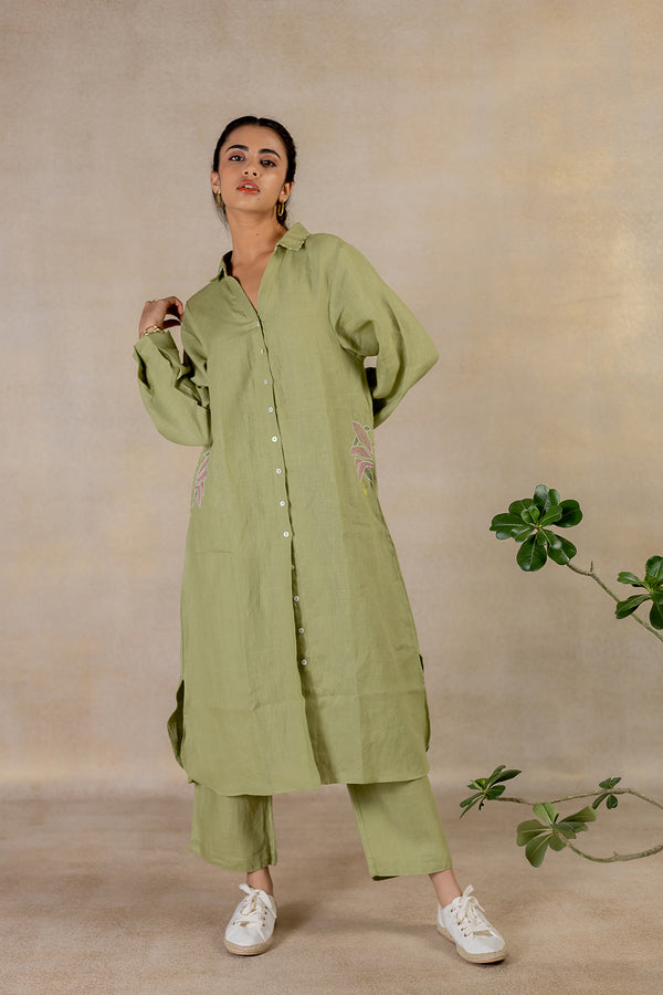 DAY 8 - Linen Shirt dress - Meadow Green