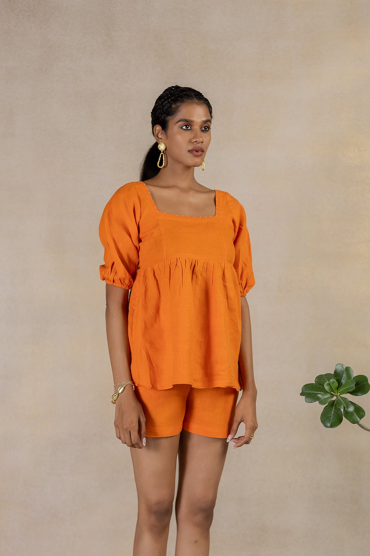Day 9 - Linen Back Knot Top - Orange Soda