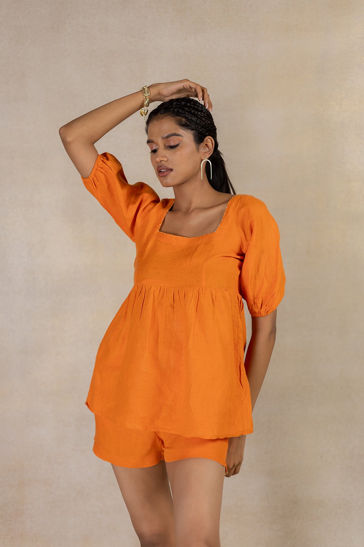 Day 9 - Linen Back Knot Top - Orange Soda