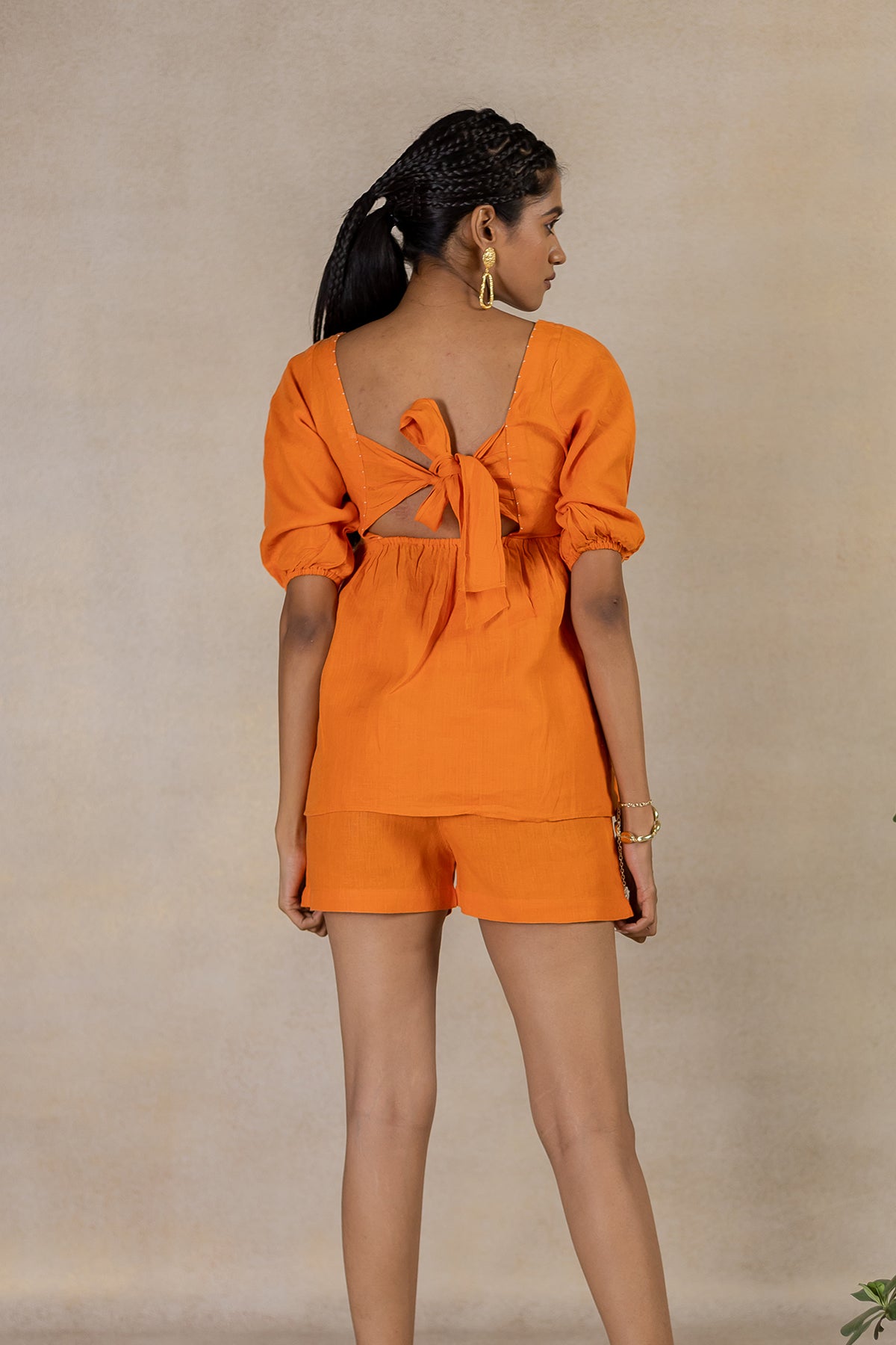 Day 9 - Linen Back Knot Top - Orange Soda
