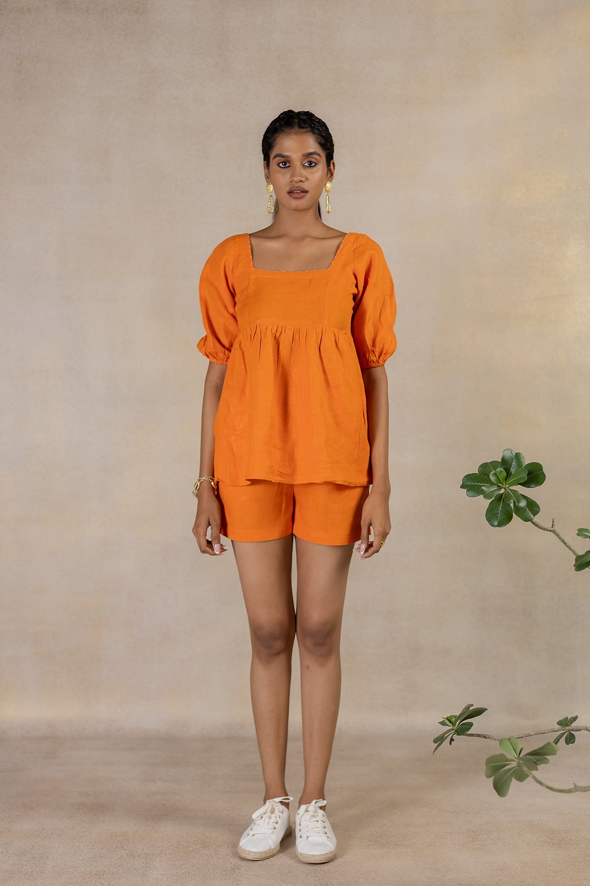 Day 9 - Linen Back Knot Top - Orange Soda