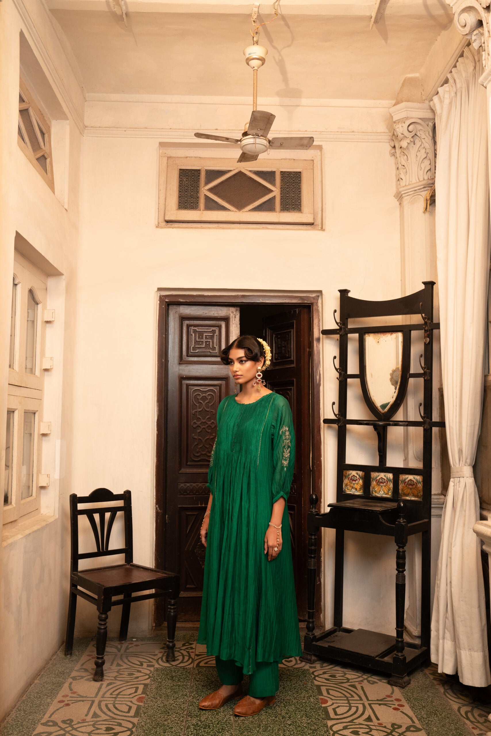 Morpankh kurta set - chatak "Hara"