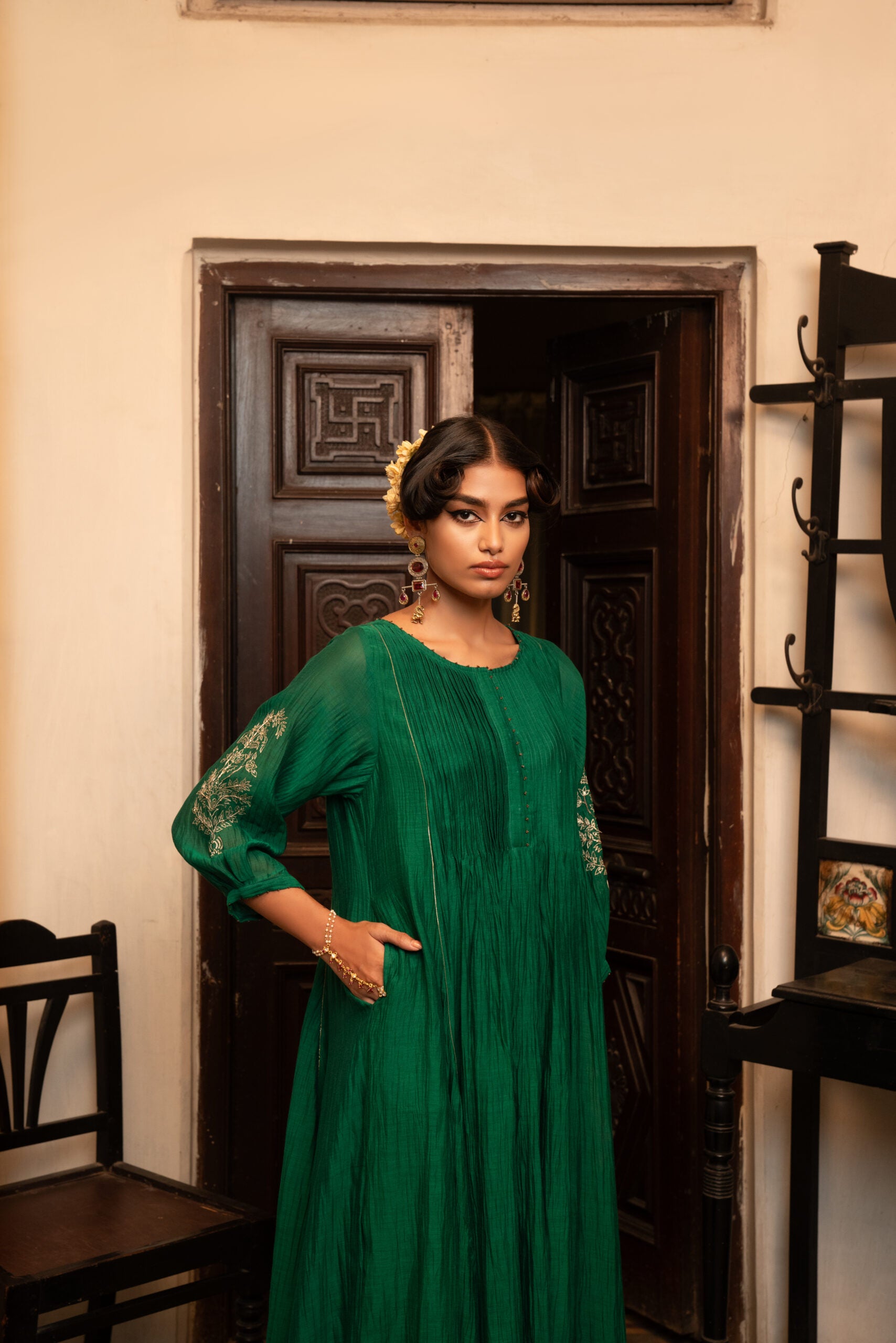Morpankh kurta set - chatak "Hara"
