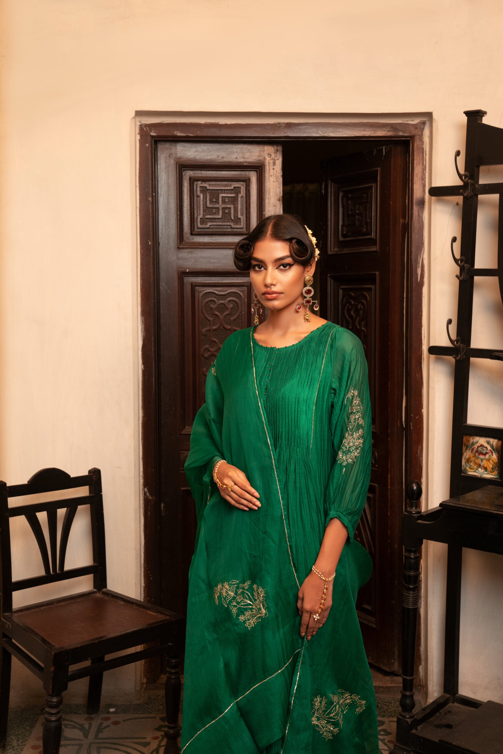 Morpankh kurta set - chatak "Hara"