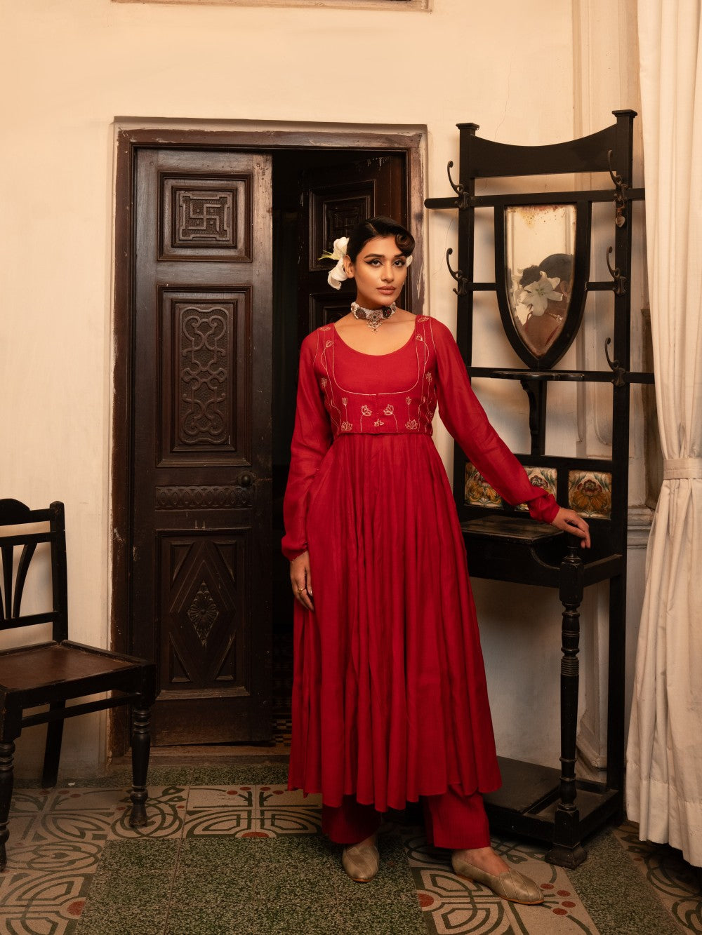 Kumud Anarkali set - sindhoori laal
