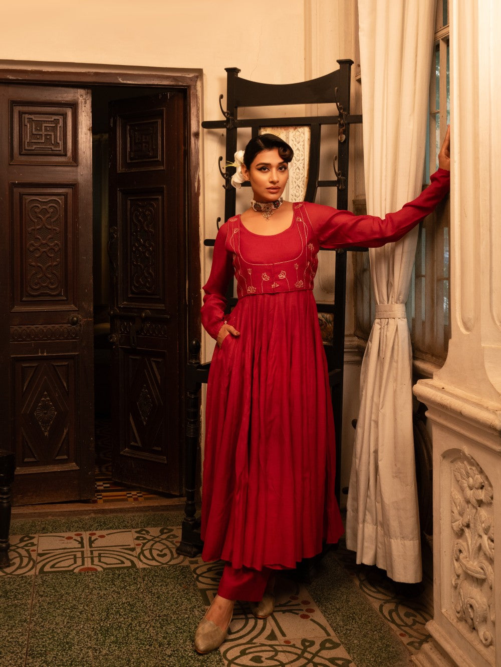 Kumud Anarkali set - sindhoori laal