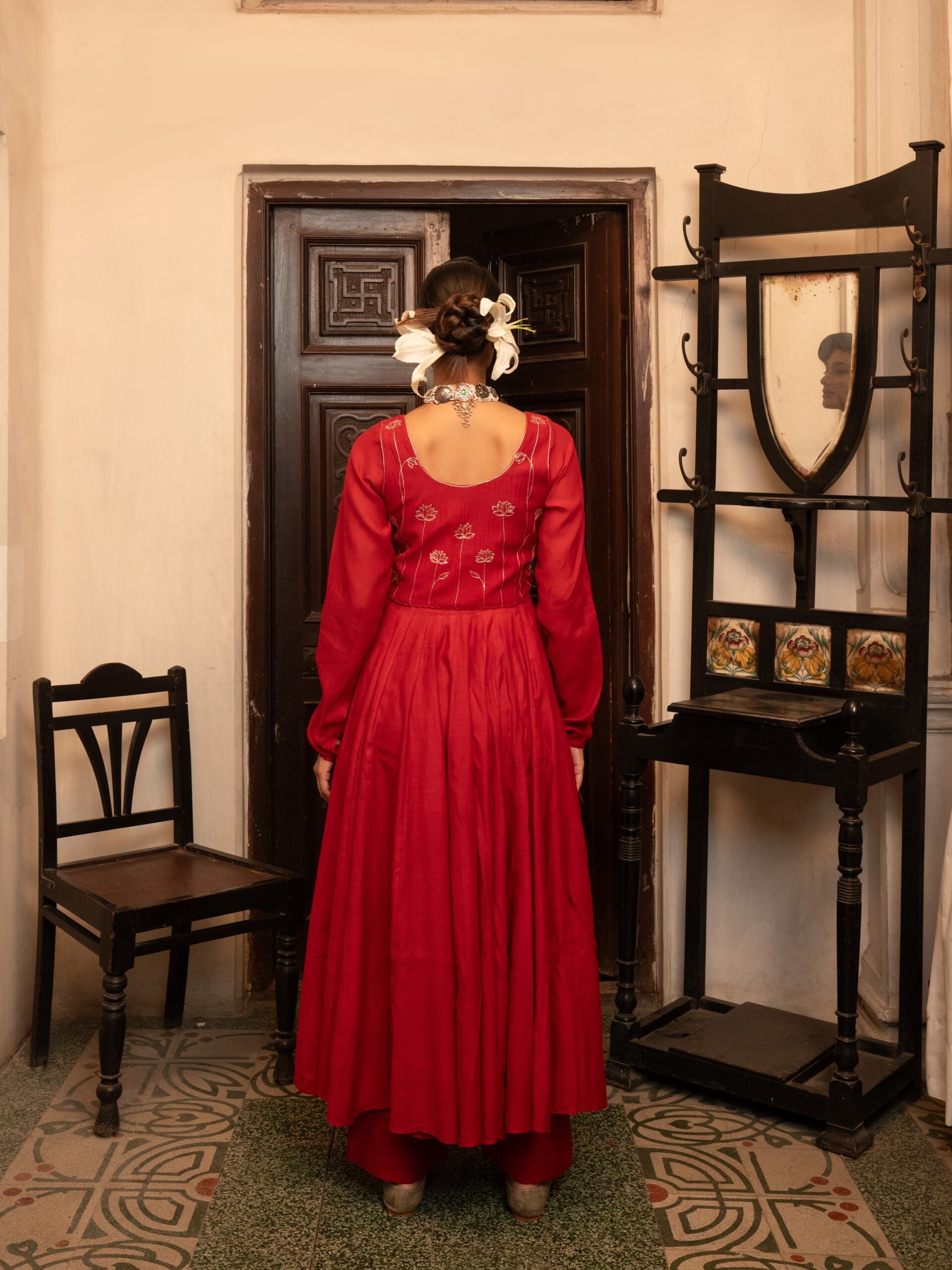 Kumud Anarkali set - sindhoori laal