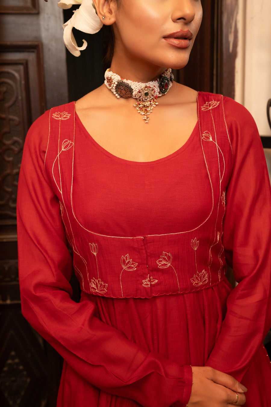 Kumud Anarkali set - sindhoori laal