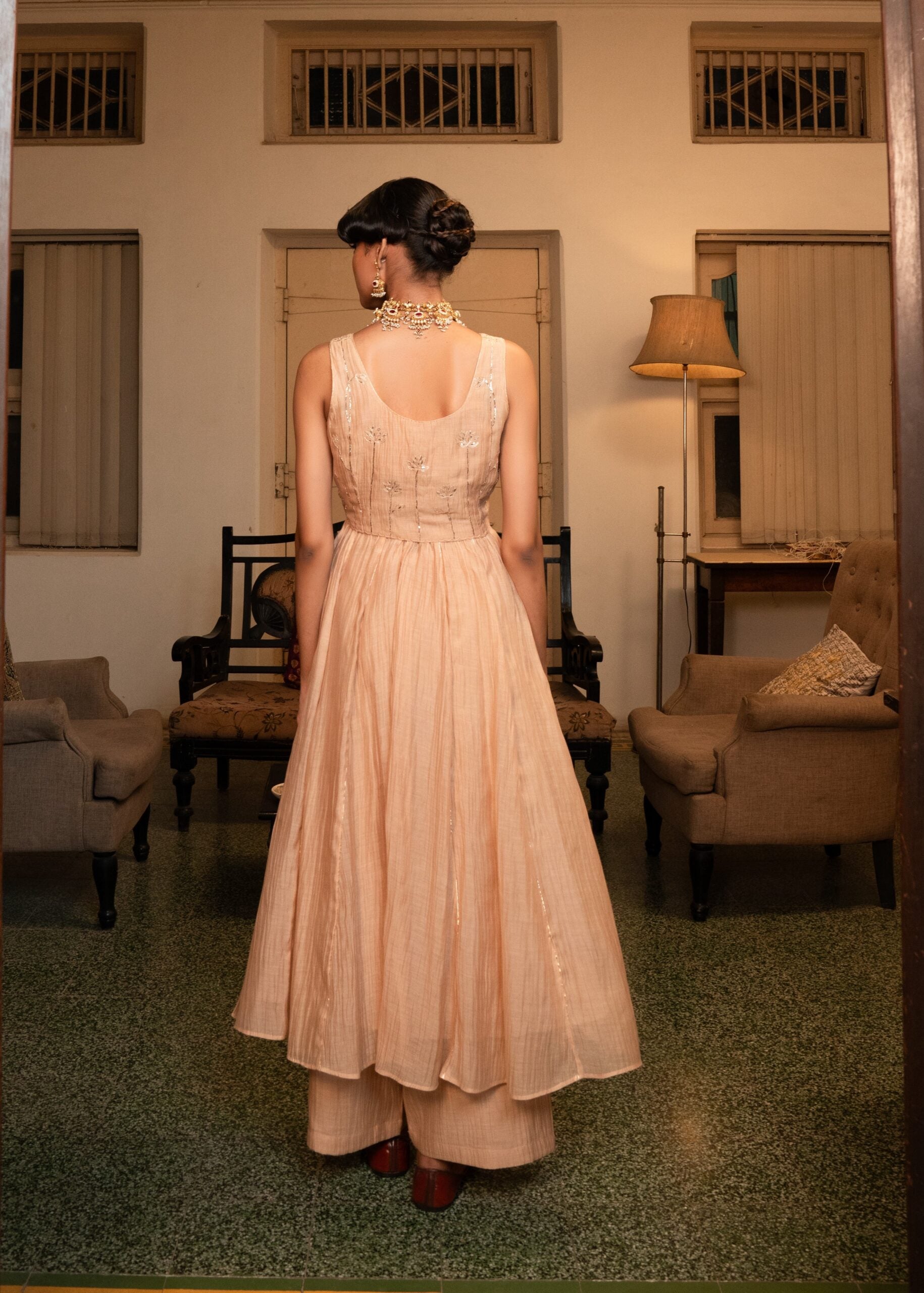 Kumud Anarkali set - swarn "beige"
