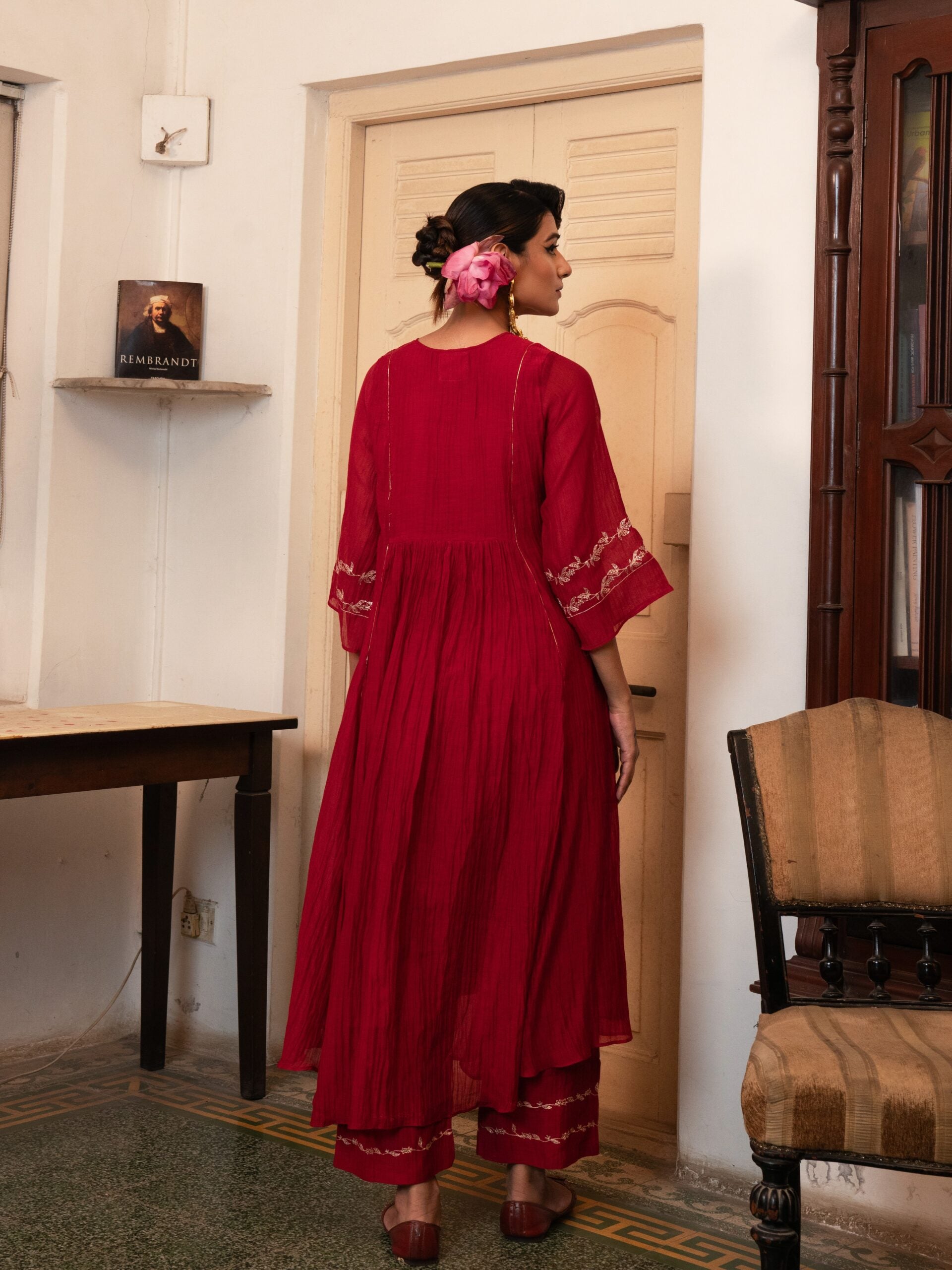Phool Bel kurta set - sindhoori "laal"