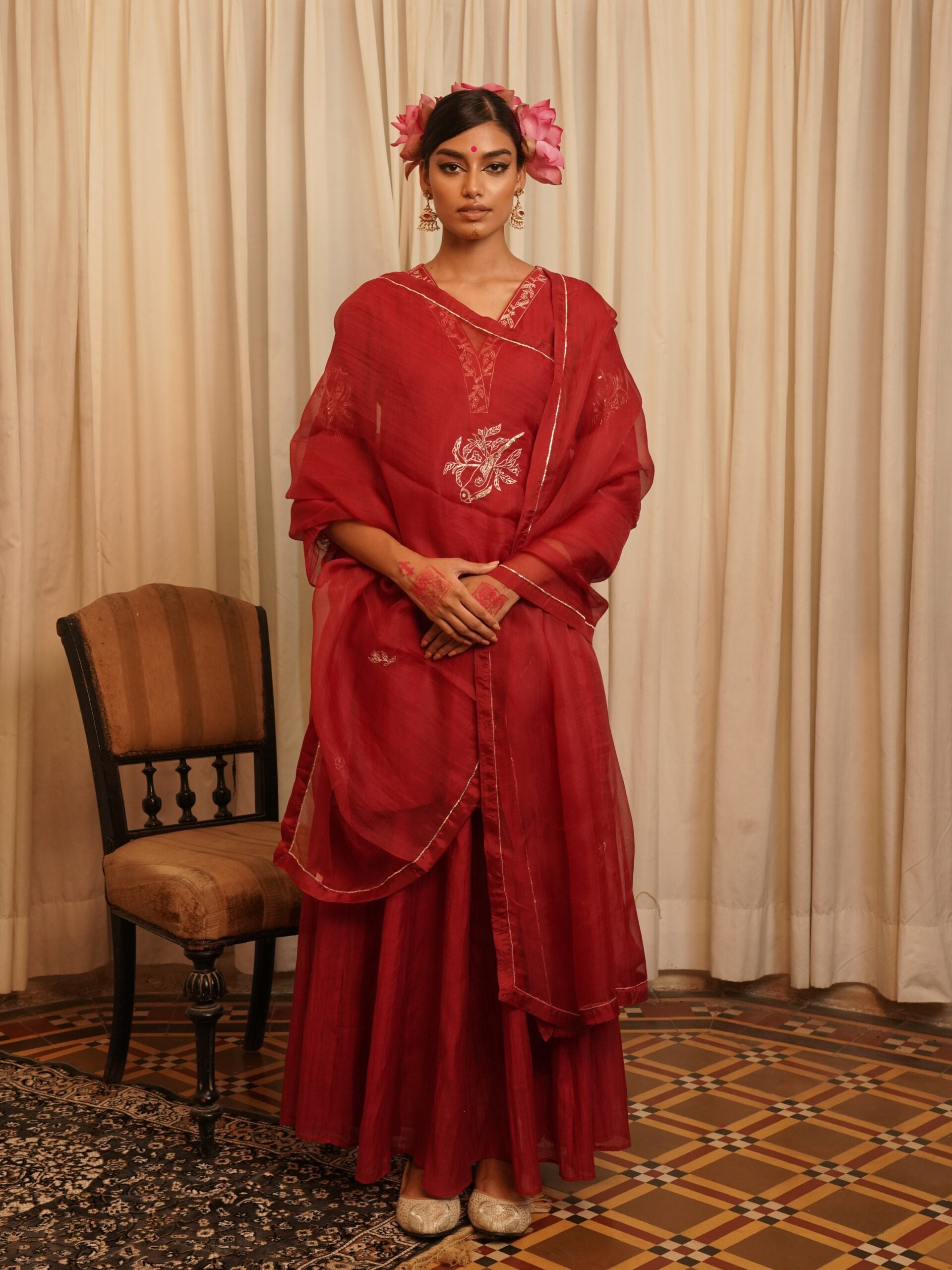 Heeraman Organza Dupatta - Sindhoori Laal