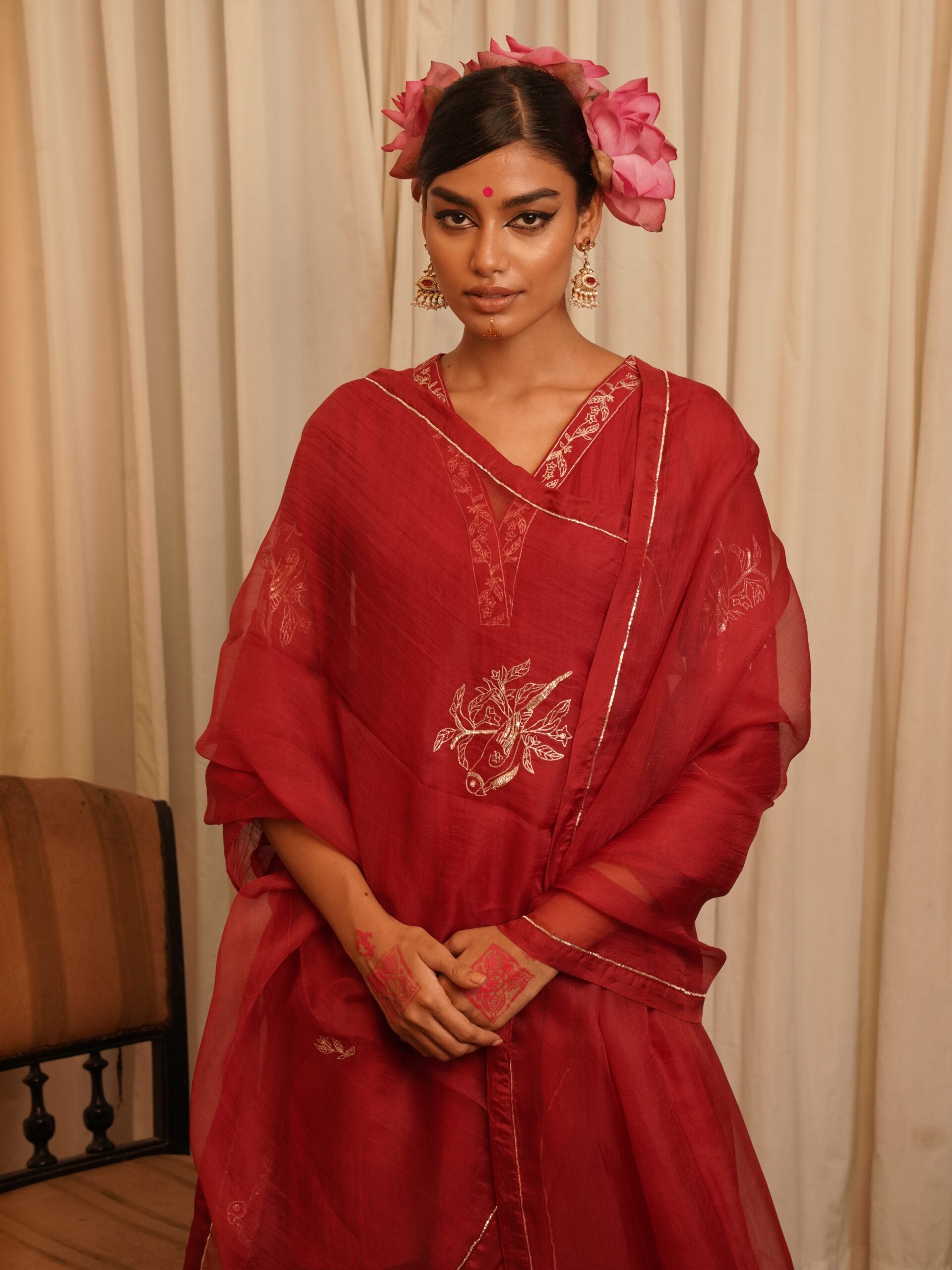 Heeraman Organza Dupatta - Sindhoori Laal